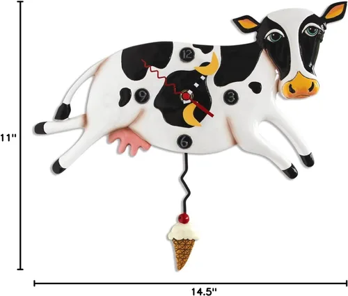 Vista 2 de Allen Designs Reloj de pared de péndulo caprichoso "Bessy Cow
