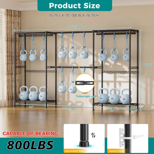 Vista 5 de SINGAYE Perchero portátil para armario, perchero resistente, sistema de organización y almacenamiento para colgar ropa, perchero ajustable