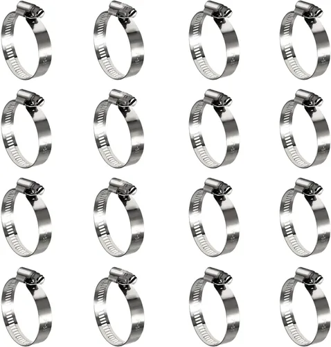 Vista 10 de Paquete de 10 abrazaderas de manguera de acero inoxidable, abrazaderas de manguera de metal con engranaje helicoidal de 1-1/2 pulgadas a 2-1/2