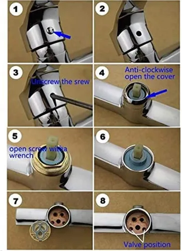 Vista 5 de Cartucho de repuesto para válvula de grifo, cartucho de disco de cerámica para lavabo de cocina de una sola manija, piezas de grifo de baño
