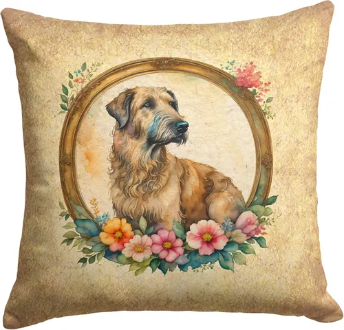 Vista 261 de Caroline's Treasures DAC2072PW1414 Affenpinscher and Flowers - Almohada decorativa de tela, lavable a máquina, para interiores y exteriores