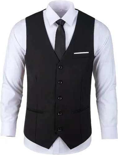 Vista 2 de Lynerun Chaleco de traje para hombre, chaleco formal de negocios, para boda