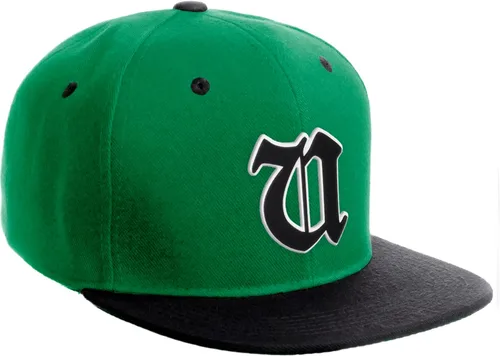Vista 755 de Daxton Gorra clásica con visera de billete plano con letras del alfabeto inglés antiguo de la A a la Z