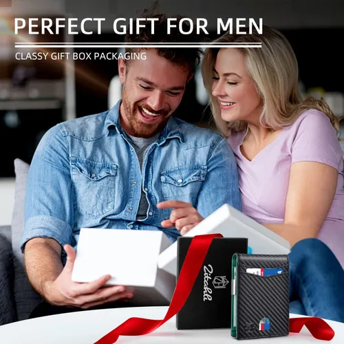 Vista 76 de Zitahli - Carteras delgadas con clip para dinero para hombre, tarjetero minimalista, de cuero, plegable, con bloqueo RFID, cartera de bolsillo