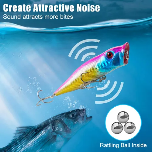 Vista 5 de 8PCS Fishing Lures Popper Lures Shadllow Deep Diving Swimbait Crankbait Fish Wobble Hard Fishing Baits for Bass Trout Freshwater and Saltwater Fish