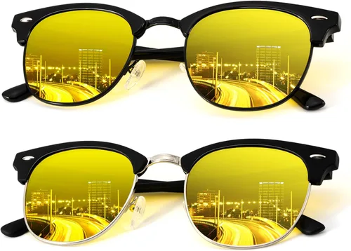 Vista 53 de KALIYADI Gafas de sol polarizadas para hombres y mujeres, marco semi sin montura, para conducir con bloqueo UV A01-(1 Pack) Tortuga Mate G15