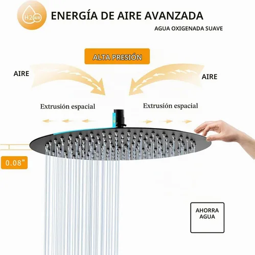 Vista 7 de Cabezal de regadera de color negro mate con una sola función, kit de ajuste de regadera con válvula de paso, sistema completo de llave de regadera
