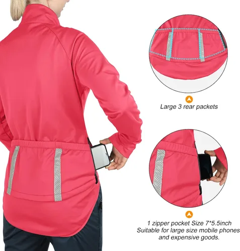 Vista 5 de 33,000ft Chaquetas de ciclismo para mujer, chaqueta térmica impermeable para correr, chaqueta de invierno transpirable
