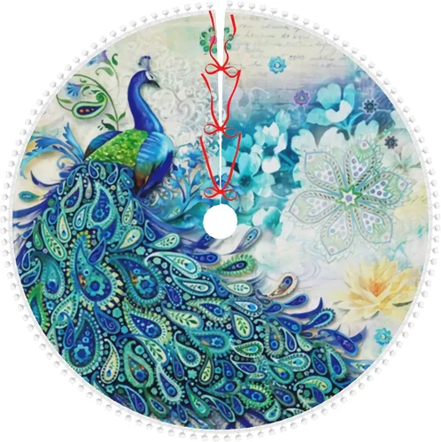 Vista 51 de A Brood of Chickens - Falda de árbol de Navidad de 30 pulgadas con borde de cuadros búfalo rojos y negros, decoración para Feliz Navidad, casa