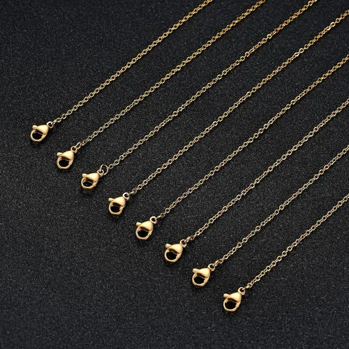 Vista 5 de Cadena de acero inoxidable para fabricación de joyas: cadenas de collar LUCKYPADS a granel de 0.059 in chapadas en oro, cadenas finas chapadas