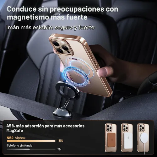 Vista 3 de Alphex Desert Titanium - Funda magnética para iPhone 16 Pro con soporte invisible, titanio pulido a juego para iPhone, protección militar contra