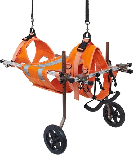 Vista 6 de Silla de ruedas para perro, silla de ruedas ligera para patas traseras, carrito ajustable para mascotas con ruedas para perros con patas traseras