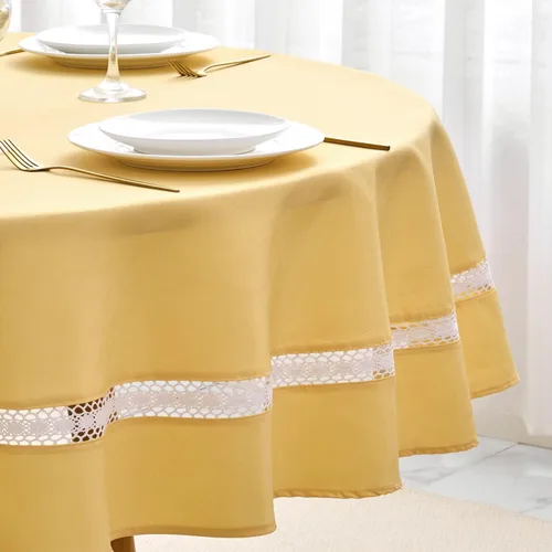 Vista 8 de EHouseHome Mantel de tela resistente con encaje blanco, impermeable, sin arrugas, resistente a las manchas, a prueba de aceite, para comedor