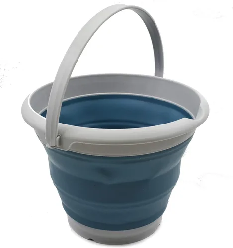 Vista 10 de SAMMART Cubo de plástico plegable de 8,5 L (2,2 galones) - Tina redonda plegable - Cubo de agua portátil para pesca - Maceta al aire libre que Azul
