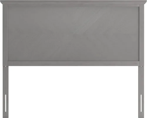 Vista 7 de Merrick Lane Marta - Cabecera de madera de tamaño completo, cabecero ajustable con patrón de espiga en color gris lavado
