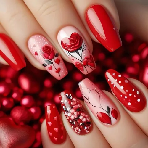 Vista 15 de MISUD Uñas Postizas - Uñas Largas Forma Ataúd con Pegamento en Negro Gótico, Diseño Acrílico Gótico de Rosa 24 piezas