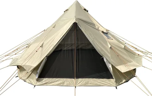 Vista 10 de DANCHEL OUTDOOR Yurta portátil B2 con gato de estufa para vivir todo el año, tienda de campaña Campana para 4/6 personas, equipo familiar de camping