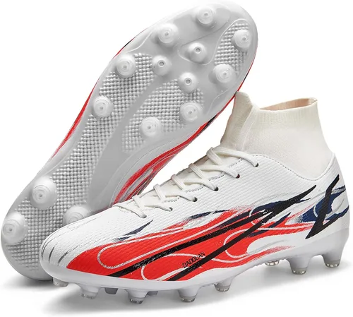 Vista 2 de ASOCO DREAM Soccer Shoes Mens Firm Ground Soccer Cleats Outdoor Indoor Athletic Football Shoes Professional Futsal Training Sneakers
