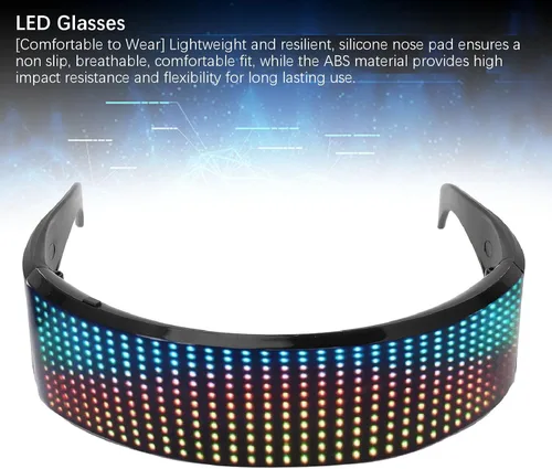 Vista 9 de Yunir Lentes LED, Bluetooth personalizables RGB con 4 modos de visualización, alto brillo, gafas inteligentes controladas por aplicación