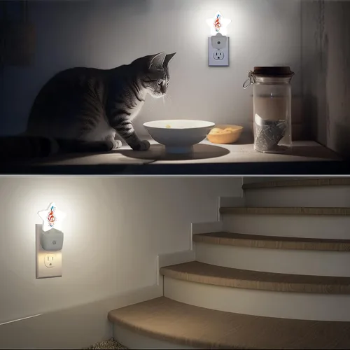 Vista 7 de Luces nocturnas con notas de arco iris, lámpara de pared enchufable, sensor inteligente del atardecer al amanecer para decoración del hogar