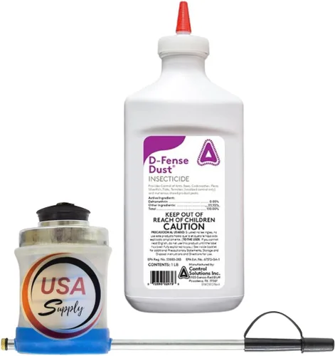 Vista 4 de Polvo Dfense: insecticida listo para usar, control de hasta 8 meses. Incluye USA Supply Puffer
