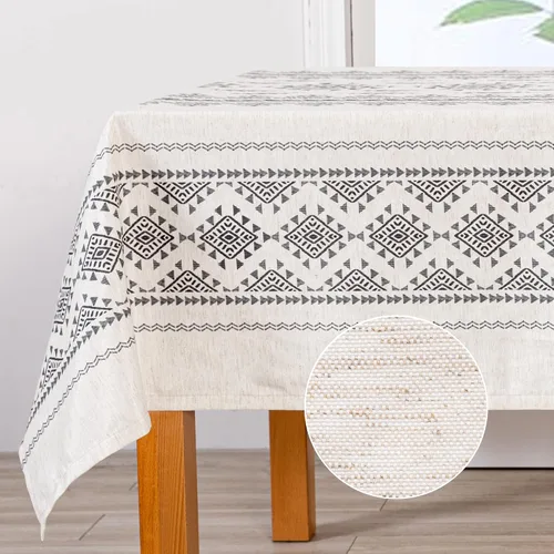Vista 16 de MYSKY HOME - Mantel para mesa rectangular, impermeable, manteles de algodón suave para interior/exterior, mantel sin arrugas para mesa rectangular