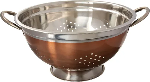 Vista 5 de EURO-WARE Colador de acero inoxidable de alta calidad para pastas o lavado de frutas, verduras, ensaladas y más con acabado decorativo de cobre