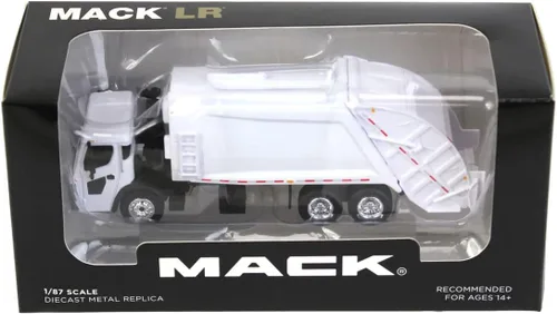 Vista 3 de First Gear Blanco: Mack LR con cuerpo de carga trasera McNeilus Merdian