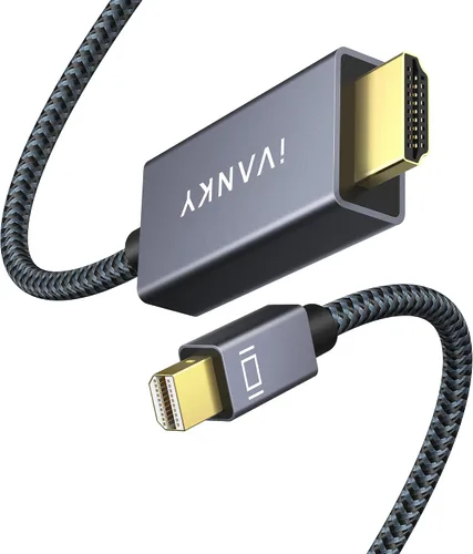 Vista 10 de IVANKY - Cable Mini DisplayPort a HDMI 4K de 10 pies, 4K a 30 Hz Thunderbolt a HDMI [Alum Shell/Nylon Braided/Optimal Chip Solution], Mini DP to