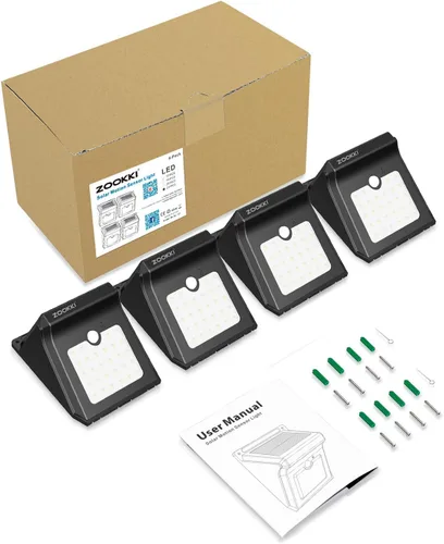 Vista 8 de Upgraded 28 LEDs Wireless Sensor de movimiento solar luz recargable impermeable luces de seguridad Potente Para al aire última intervensión Patio