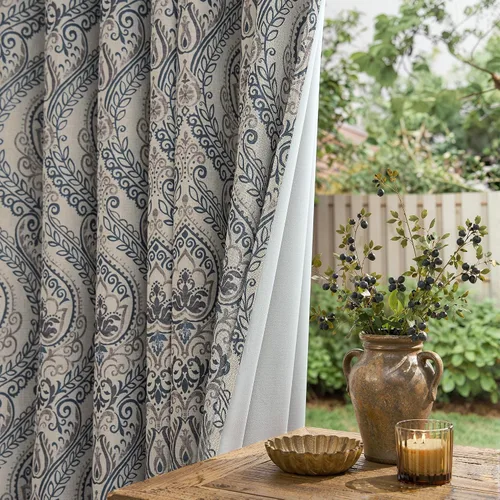 Vista 2 de jinchan Cortinas de lino texturizadas para oscurecer la sala de estar, 54 pulgadas de largo, cortinas de medallón para dormitorio, tratamientos