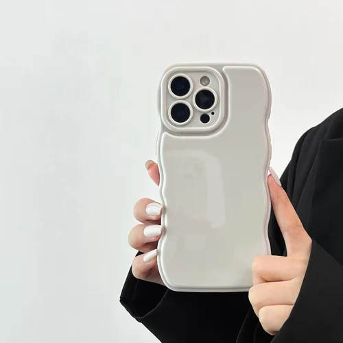 Vista 22 de FABSPARK - Funda para iPhone 11, diseño simple, marco ondulado, estética, silicona suave, color beige