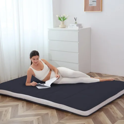 Vista 6 de Colchón de Piso Japonés - Futón de Tamaño Individual Plegable Extra Grueso - Almohadilla de Espuma Viscoelástica para Dormir para Adultos - Tatami