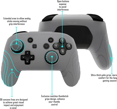 Vista 6 de playvital Samurai Edition - Funda protectora ergonómica de silicona para Nintendo Switch Pro, suave y antideslizante, protector de agarre