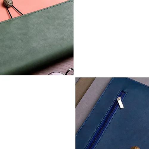 Vista 5 de Carpeta de archivos A4 de cuero de la PU Portafolio de la carpeta del sobre con 2 compartimentos marrón y naranja partido