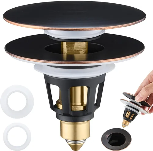 Vista 13 de Tapón Universal para Lavabo de Baño - Filtro de Drenaje de Lavabo con Rebote, Tapón de Drenaje Emergente de Níquel Cepillado, Tapón de Fregadero