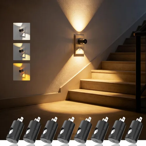 Vista 8 de JandCase Luces nocturnas que se enchufan a la pared, paquete de 12 mini Negro