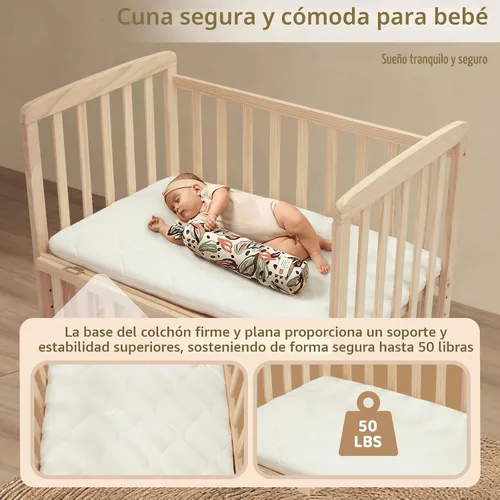 Vista 3 de Flwrgirl - Cuna convertible mini para bebé - Cuna de moisés portátil junto a la cama con colchón incluido, 3 alturas, cuna para habitación pequeña