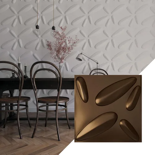Vista 20 de Ekena Millwork 19 5/8 pulgadas de ancho x 19 5/8 pulgadas de alto, pétalo EnduraWall decorativo 3D, cobre envejecido (cubre 2.67 pies cuadrados).