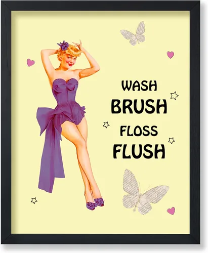 Vista 19 de Poster Master Pin Up Girl Poster - Better Late Than Ugly Print - Butterfly Art - Modern Art - Trendy Art - Gift for Men & Women - Funny Decor for