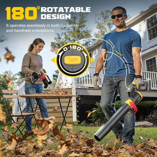Vista 3 de Soplador eléctrico de hojas compatible con batería Dewalt de 20 V (no incluida), soplador de hojas inalámbrico giratorio de 180°, 3 velocidades