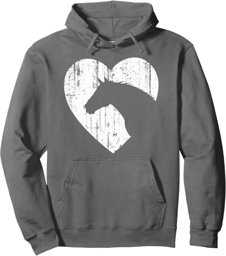 Vista 6 de Sudadera con capucha con estampado gráfico ecuestre y silueta de corazón de caballo para vaquera, Negro, S