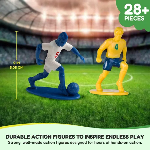 Vista 5 de Set de muñecos de fútbol Kasey Kids con 2 equipos completos y más para inspirar la imaginación con juego sin fin (para niños de 3 años o más)