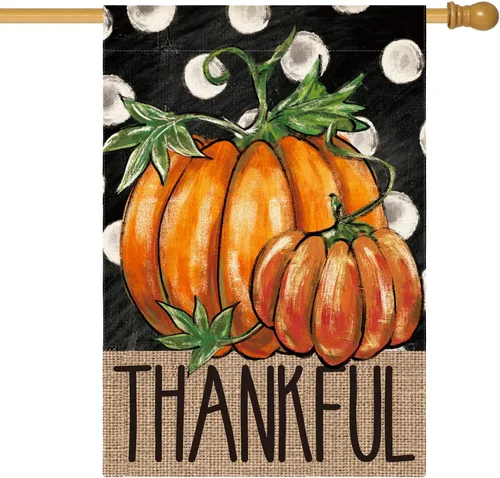 Vista 8 de AVOIN colorlife - Bandera de jardín con texto en inglés "Fall Thankful Thanksgiving", de 12 x 18 pulgadas Doble cara, resistente a la intemperie