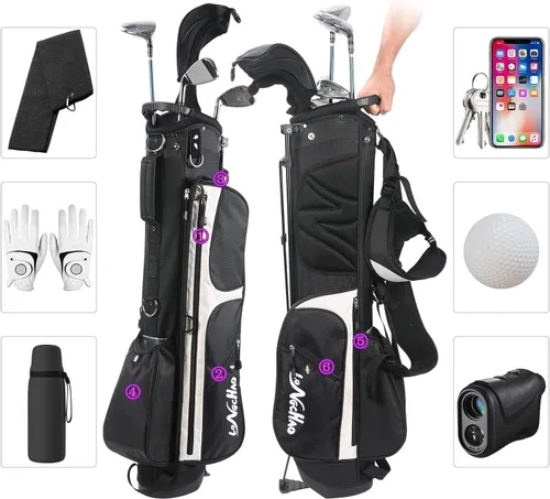 Vista 3 de LONGCHAO Golf Bag,4 Way Golf Bag Stand with Backpack Shoulder,6 Pockets Ping Golf Club Bag, 2 Bags in 1 for Women