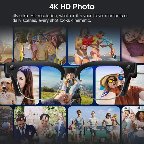 Vista 3 de Yowow BIT Lentes de cámara inteligente AI con cámara HD de 8 MP, fotos 4K y video 1080P, antivibración, llamadas de música y Bluetooth, traducción