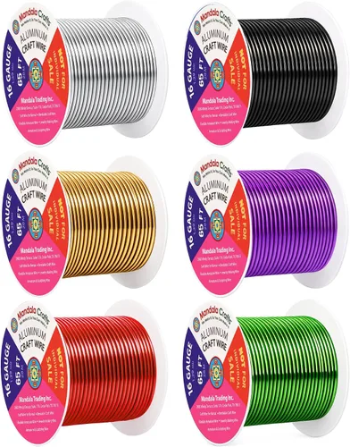 Vista 262 de Mandala Crafts - Alambre de aluminio anodizado de calibre 22 para hacer joyas - 137.2 m de alambre flexible surtido y coloreado - Doble para bonsái