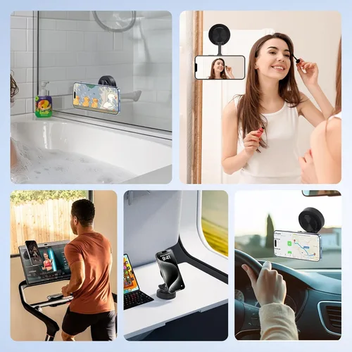 Vista 3 de EEEKit Soporte magnético para teléfono al vacío con ventosa, soporte de teléfono de succión ajustable de 360° para automóvil, compatible con iPhone