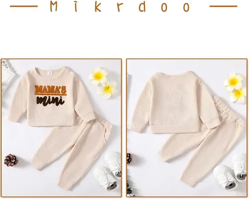 Vista 5 de Mikrdoo Conjunto de ropa para bebé y niña, conjunto de pantalones y tops para otoño e invierno