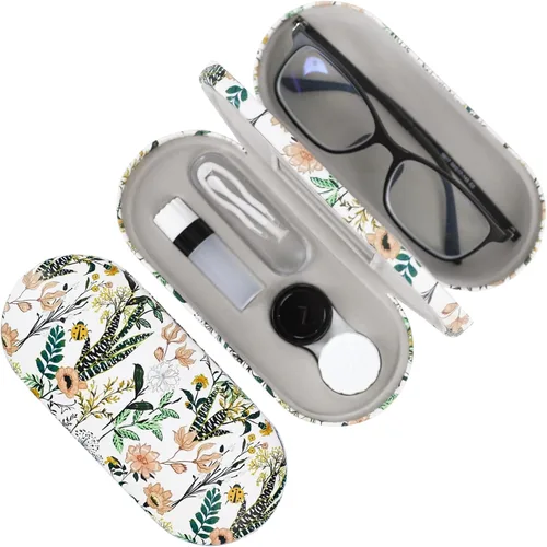 Vista 16 de Estuche 2 en 1 para Lentes de Contacto y Anteojos para Mujeres, Hombres y Niños, Estuche Duro Portátil de Doble Cara para Anteojos de Viaje